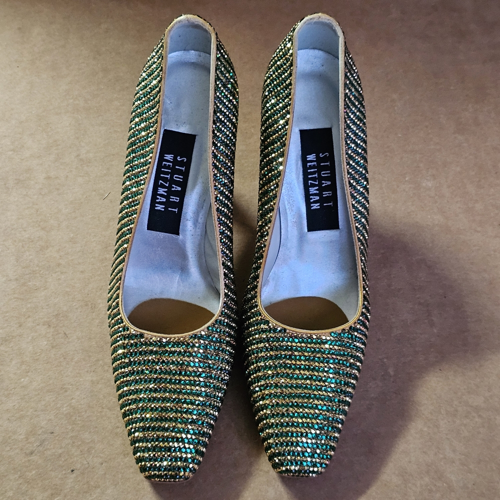 Stuart Weitzman Green and Gold Women's Shoes